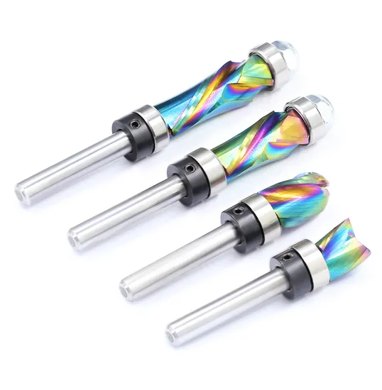 Lavie 1/4' Shank Solid Carbide Nano Coating Compression Flush Trim CNC Router Bit for Woodworking Milling Cutter